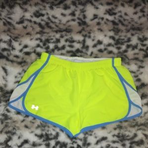 Under Armour Neon Yellow, Blue, & White Athletic Shorts size small NWOT
